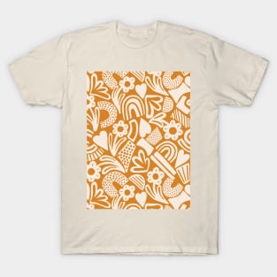 Tween spirit abstract flowers and rainbows in mustard yellow T-Shirt